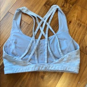 Lululemon Grey Striped Strappy Sports Bra